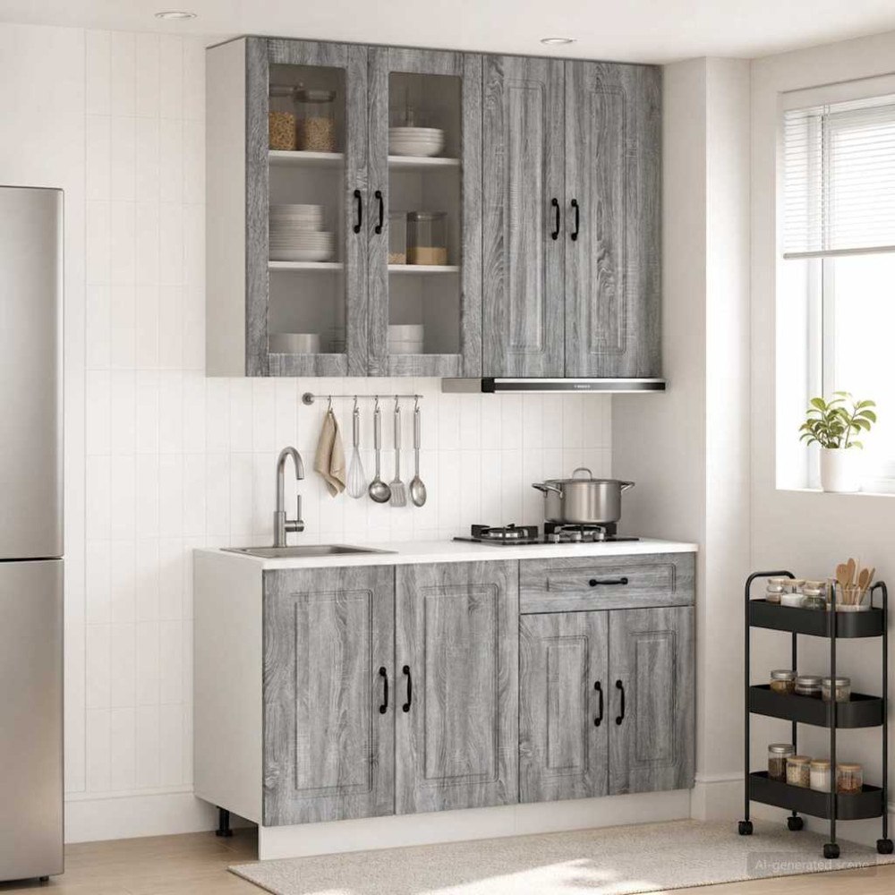 vidaXL Köksenhet KALMAR 4 pcs Grå Sonoma Konstruerat trä