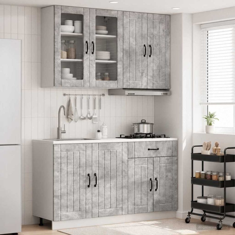 vidaXL Köksenhet LUCCA 4 pcs Betonggrå Konstruerat trä
