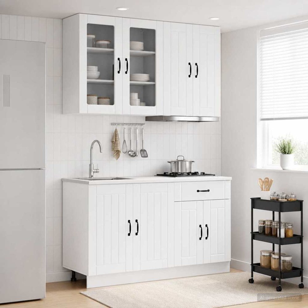 vidaXL Köksenhet LUCCA 4 pcs Vit högglans Konstruerat trä