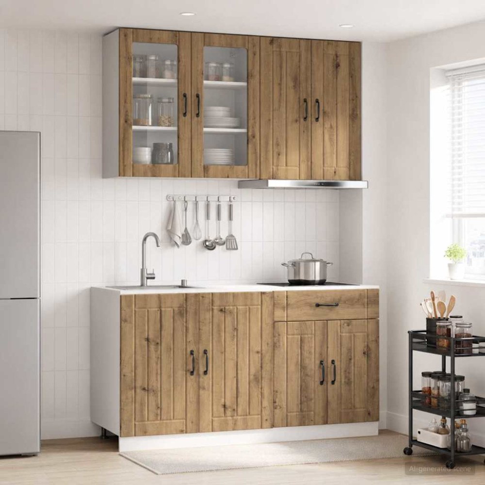 vidaXL Köksenhet LUCCA 4 pcs Artisan-ek Konstruerat trä