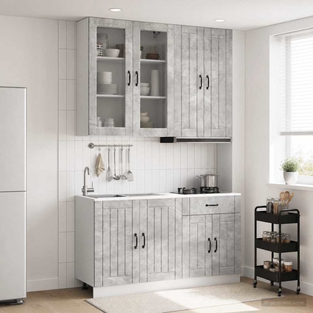 vidaXL Köksenhet LUCCA 4 pcs Betonggrå Konstruerat trä