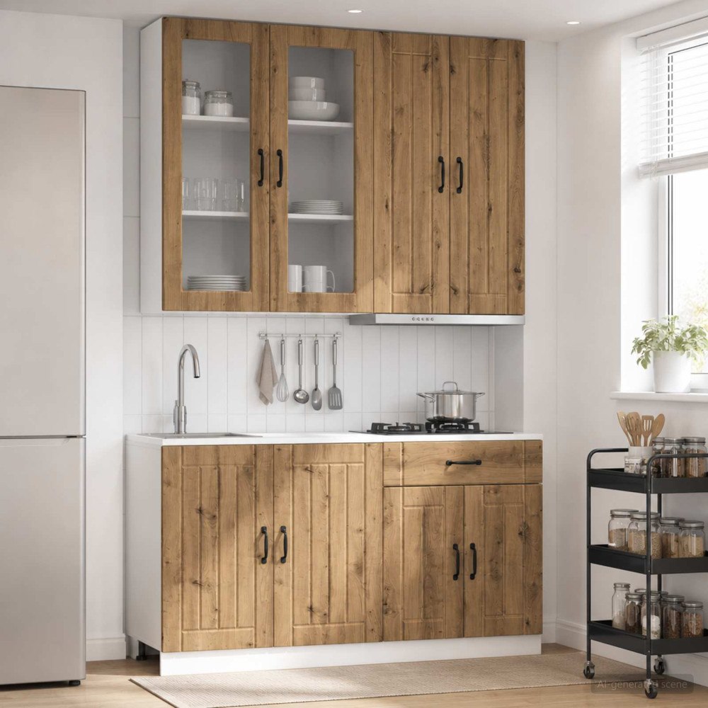 vidaXL Köksenhet LUCCA 4 pcs Artisan-ek Konstruerat trä