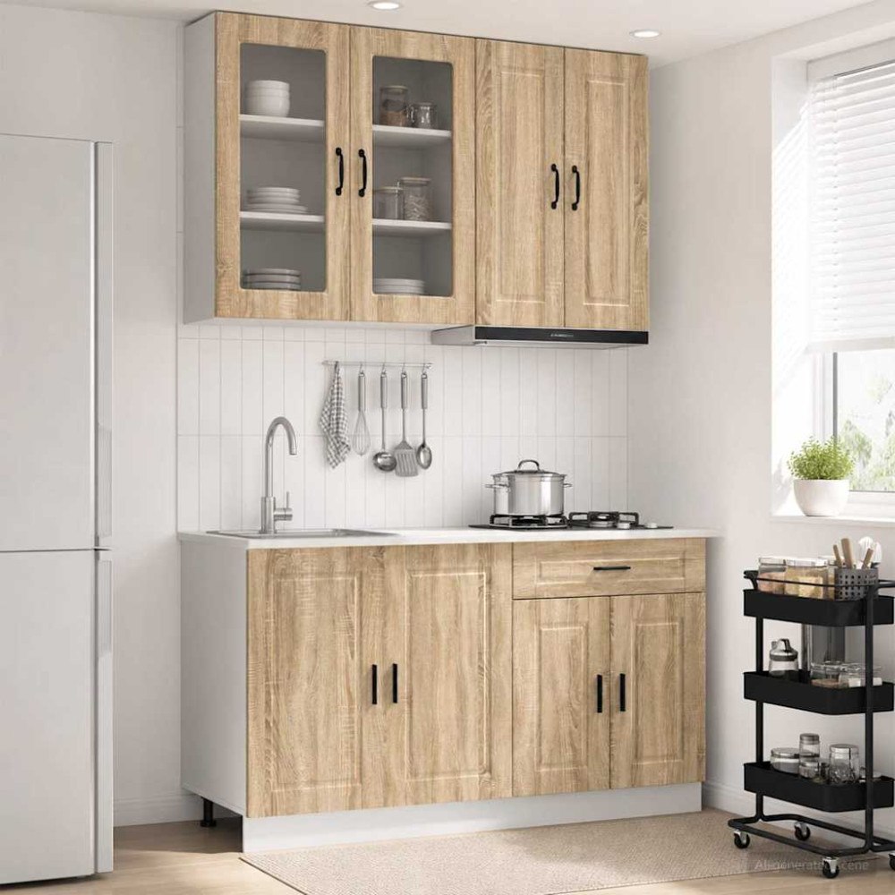 vidaXL Köksenhet PORTO 4 pcs Sonoma-ek Konstruerat trä