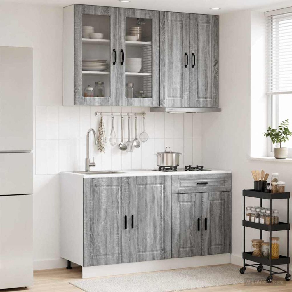 vidaXL Köksenhet PORTO 4 pcs Grå Sonoma Konstruerat trä