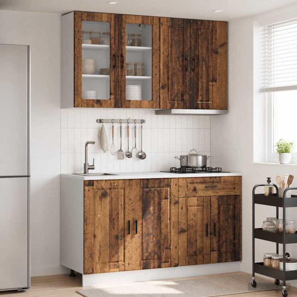 vidaXL Köksenhet PORTO 4 pcs Gammalt trä Konstruerat trä