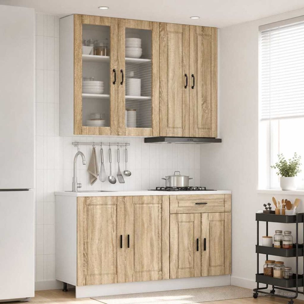 vidaXL Köksenhet PORTO 4 pcs Sonoma-ek Konstruerat trä