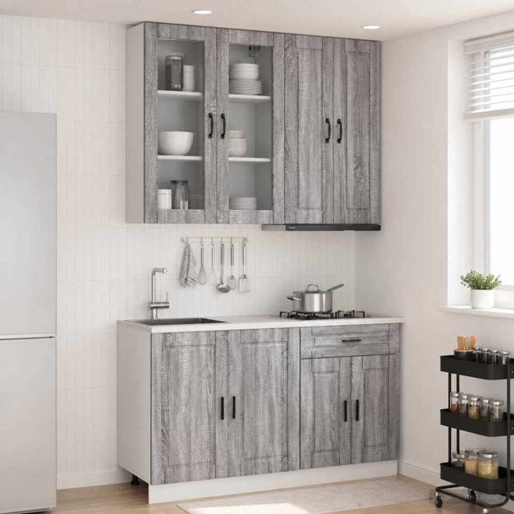 vidaXL Köksenhet PORTO 4 pcs Grå Sonoma Konstruerat trä