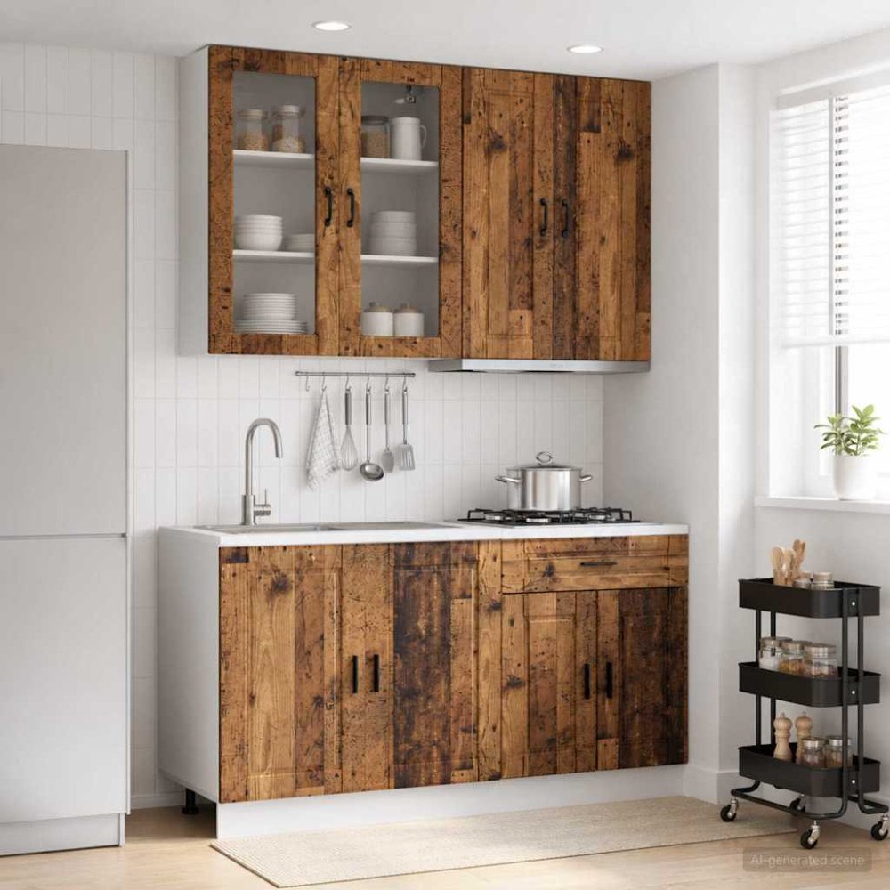 vidaXL Köksenhet PORTO 4 pcs Gammalt trä Konstruerat trä