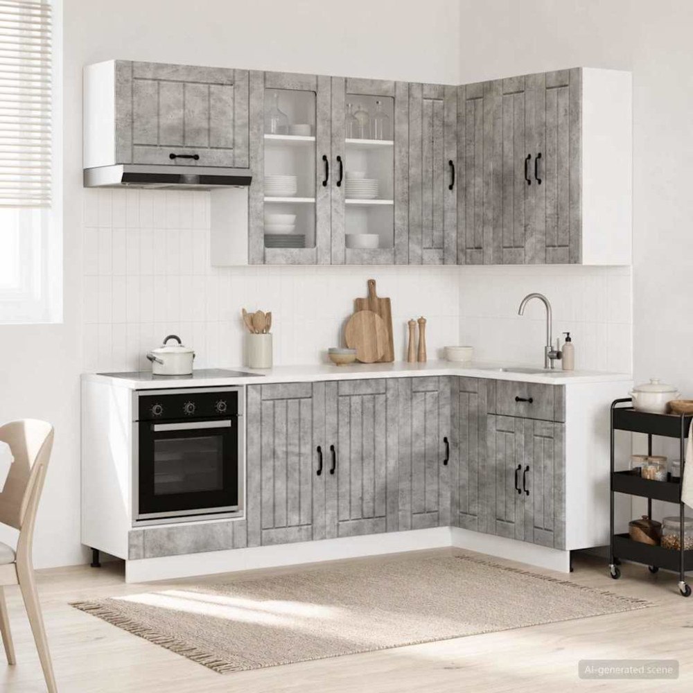 vidaXL Köksenhet LUCCA 8 pcs Betonggrå Konstruerat trä
