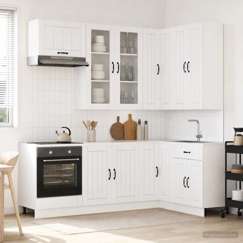 vidaXL Köksenhet LUCCA 8 pcs Vit högglans Konstruerat trä