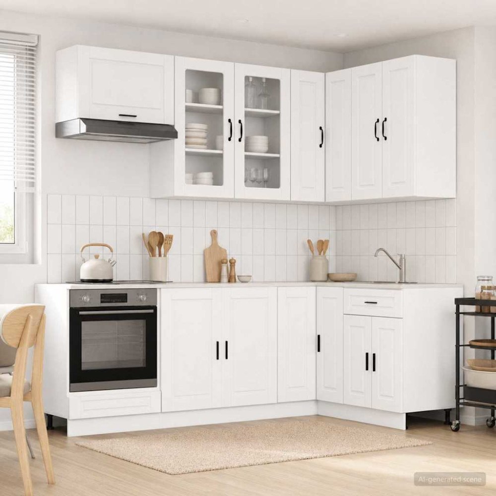 vidaXL Köksenhet PORTO 8 pcs Vit Konstruerat trä