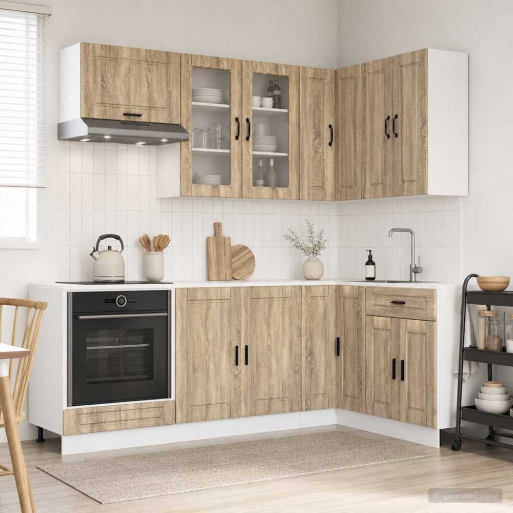 vidaXL Köksenhet PORTO 8 pcs Sonoma-ek Konstruerat trä