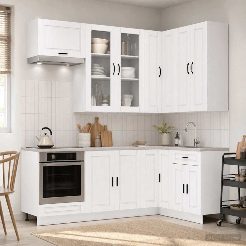 vidaXL Köksenhet PORTO 8 pcs Vit Konstruerat trä