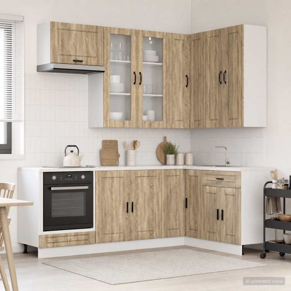 vidaXL Köksenhet PORTO 8 pcs Sonoma-ek Konstruerat trä