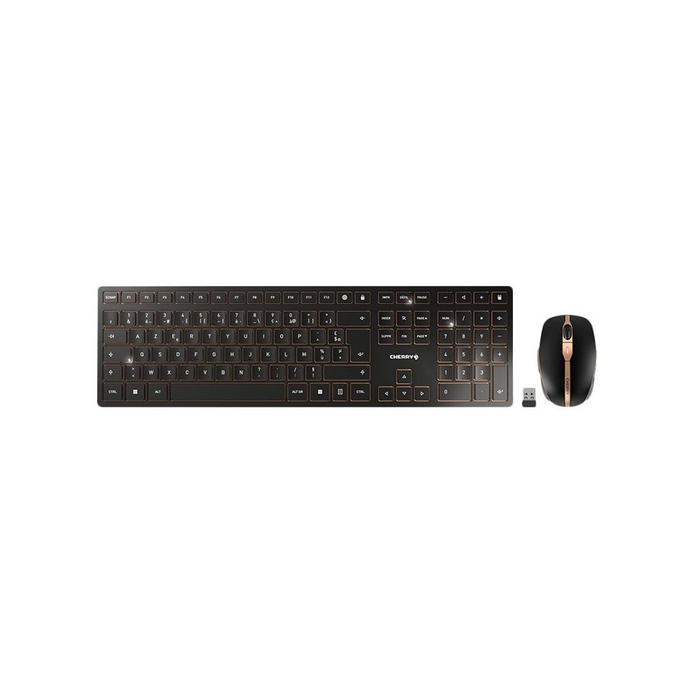 CHERRY CHERRY DW 9100 SLIM - sats med tangentbord och mus - schweizisk - svart/brons Inmatningsenhet