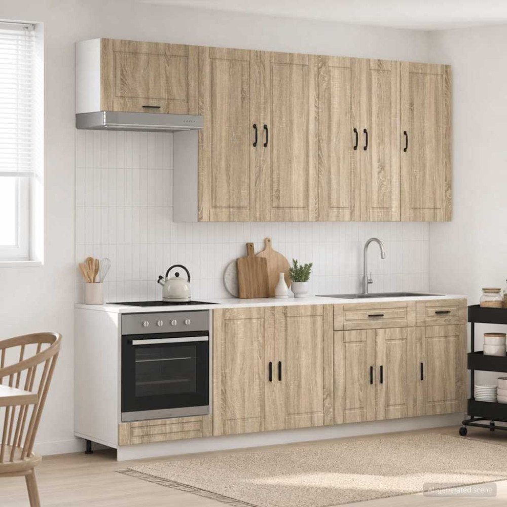 vidaXL Köksenhet PORTO 8 pcs Sonoma-ek Konstruerat trä