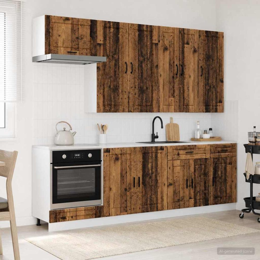 vidaXL Köksenhet PORTO 8 pcs Gammalt trä Konstruerat trä