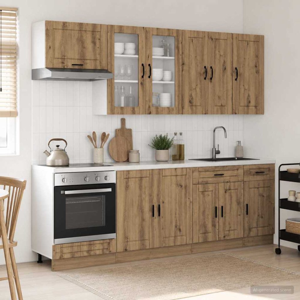 vidaXL Köksenhet PORTO 8 pcs Artisan-ek Konstruerat trä