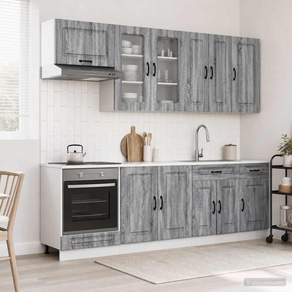 vidaXL Köksenhet KALMAR 8 pcs Grå Sonoma Konstruerat trä