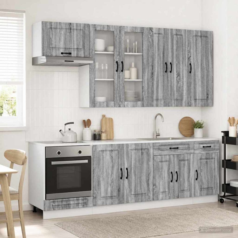 vidaXL Köksenhet KALMAR 8 pcs Grå Sonoma Konstruerat trä