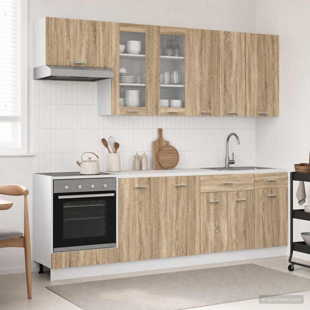 vidaXL Köksenhet LYON 8 pcs Sonoma-ek Konstruerat trä