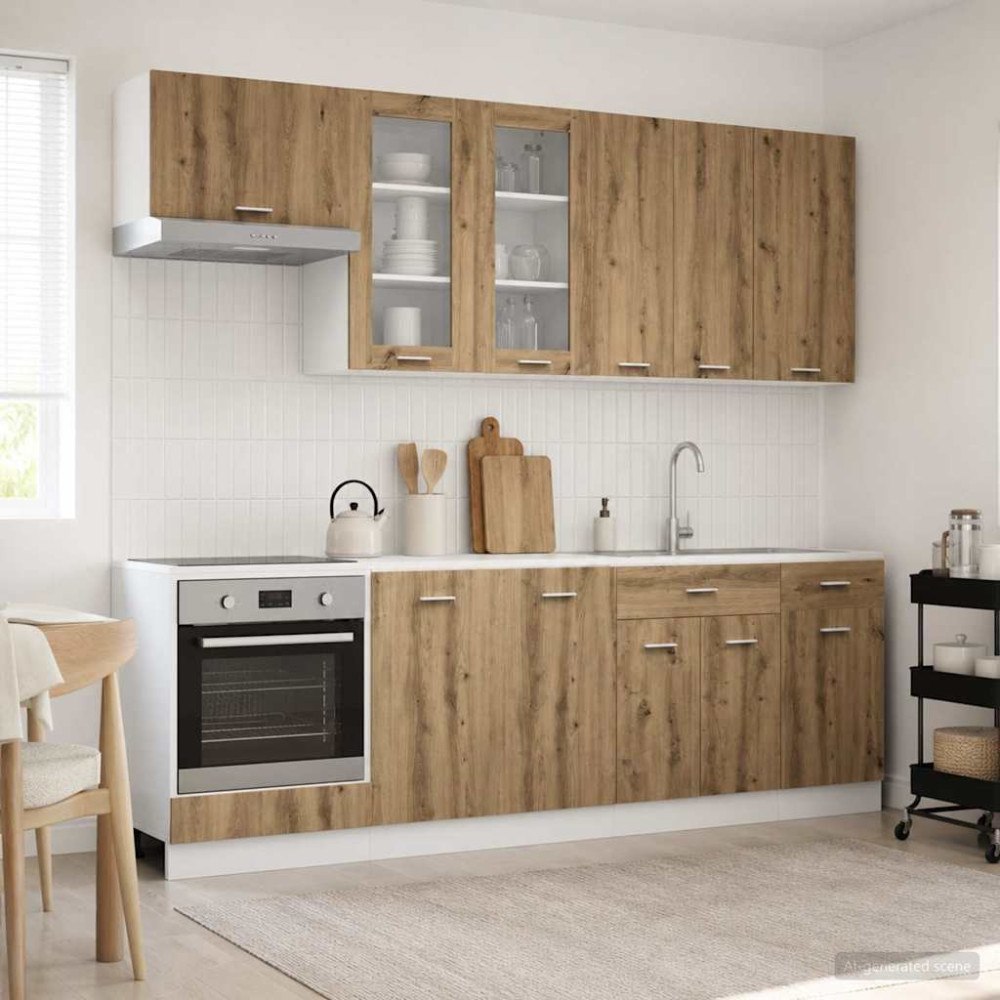 vidaXL Köksenhet LYON 8 pcs Artisan-ek Konstruerat trä