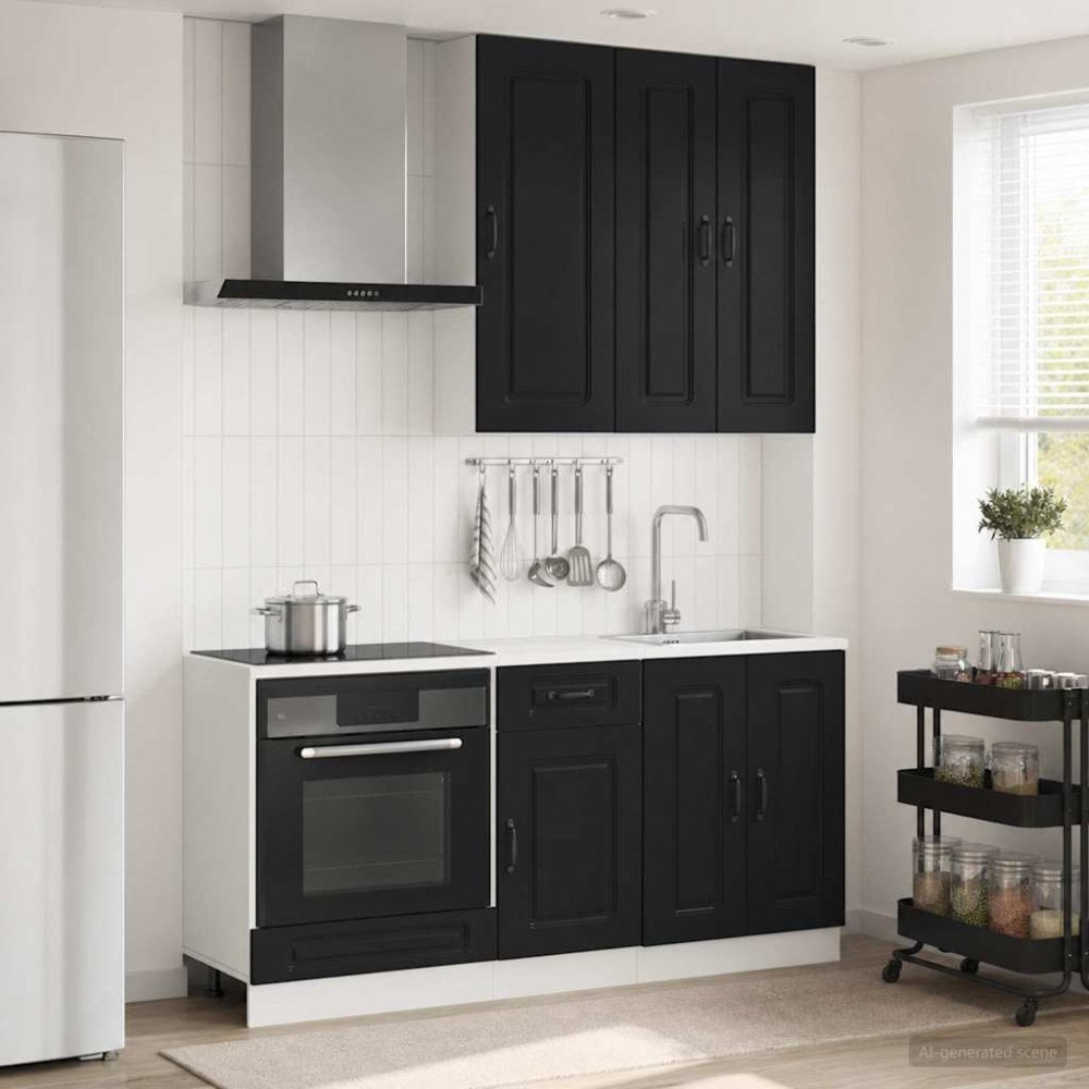 vidaXL Köksenhet KALMAR 5 pcs Svart Konstruerat trä