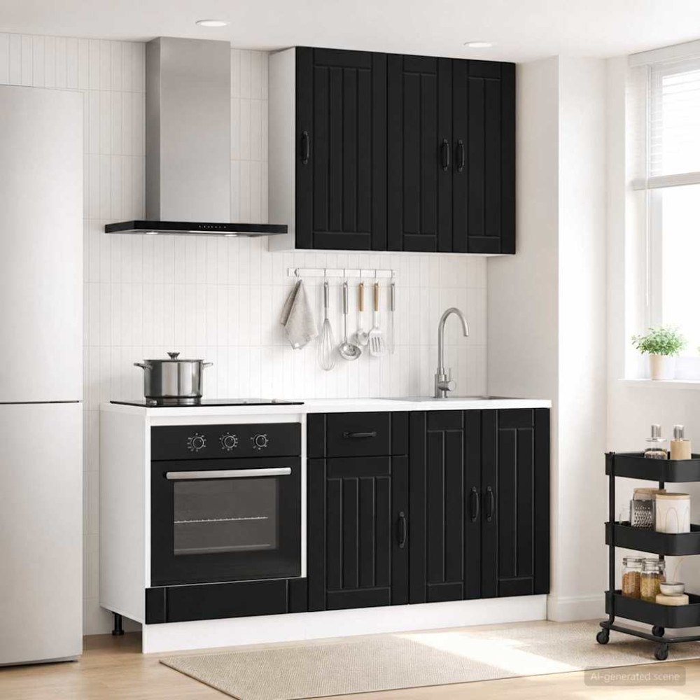 vidaXL Köksenhet LUCCA 5 pcs Svart Konstruerat trä