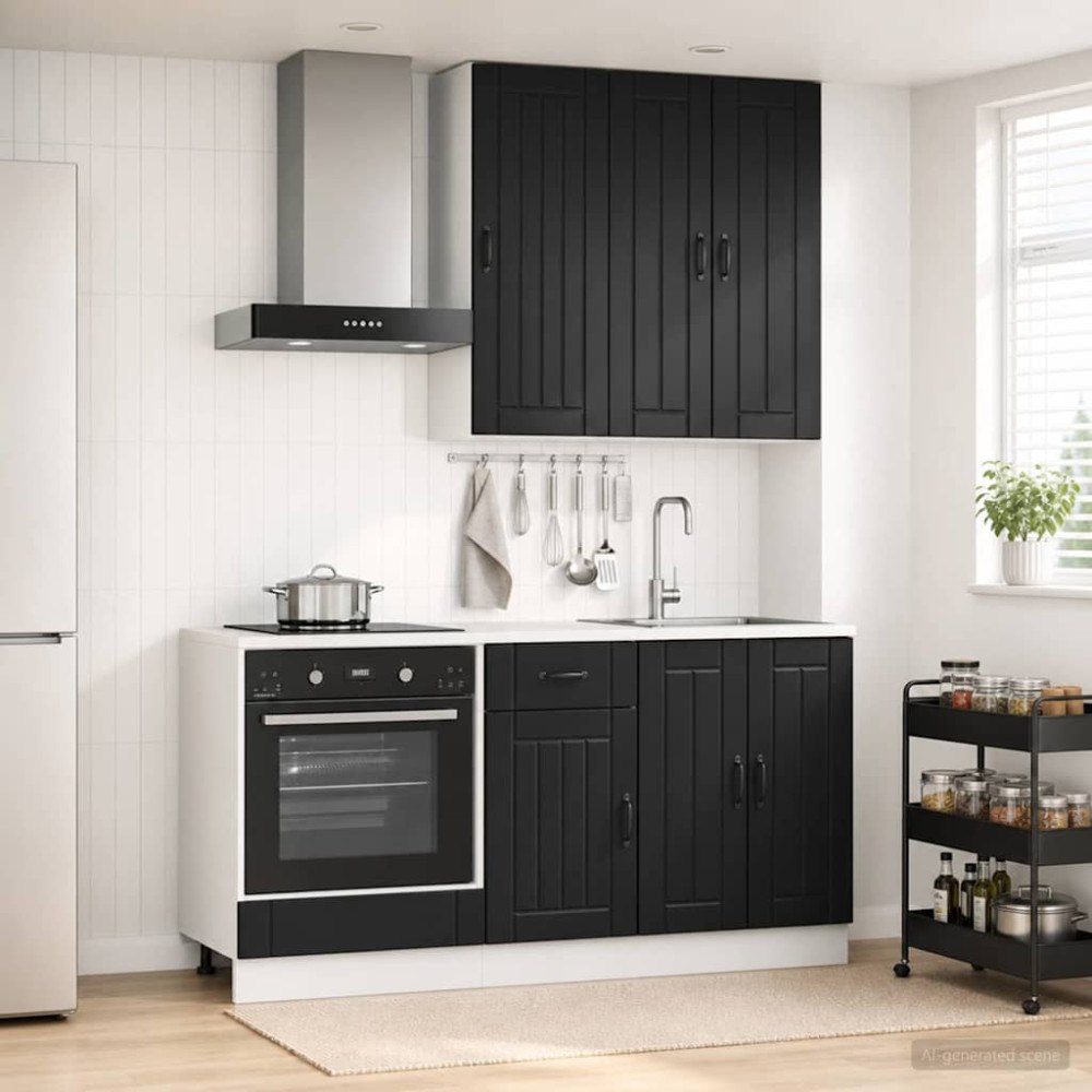 vidaXL Köksenhet LUCCA 5 pcs Svart Konstruerat trä
