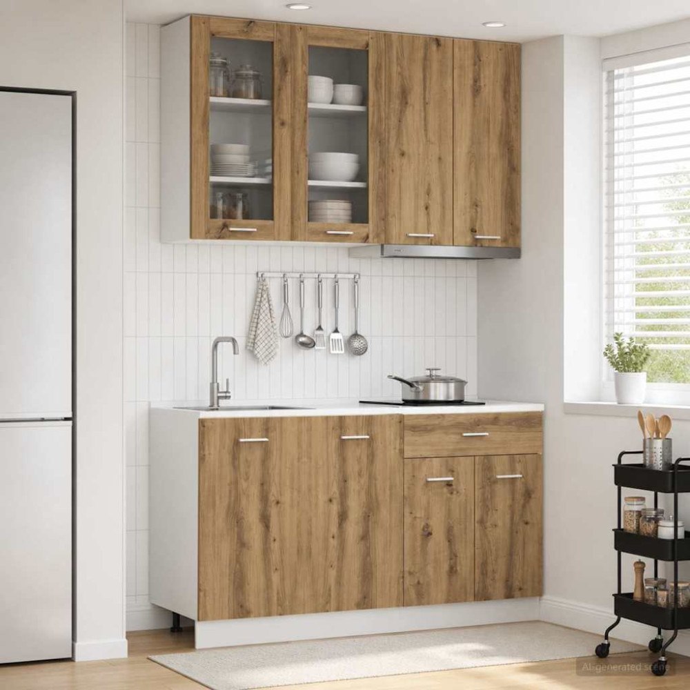 vidaXL Köksenhet LYON 4 pcs Artisan-ek Konstruerat trä