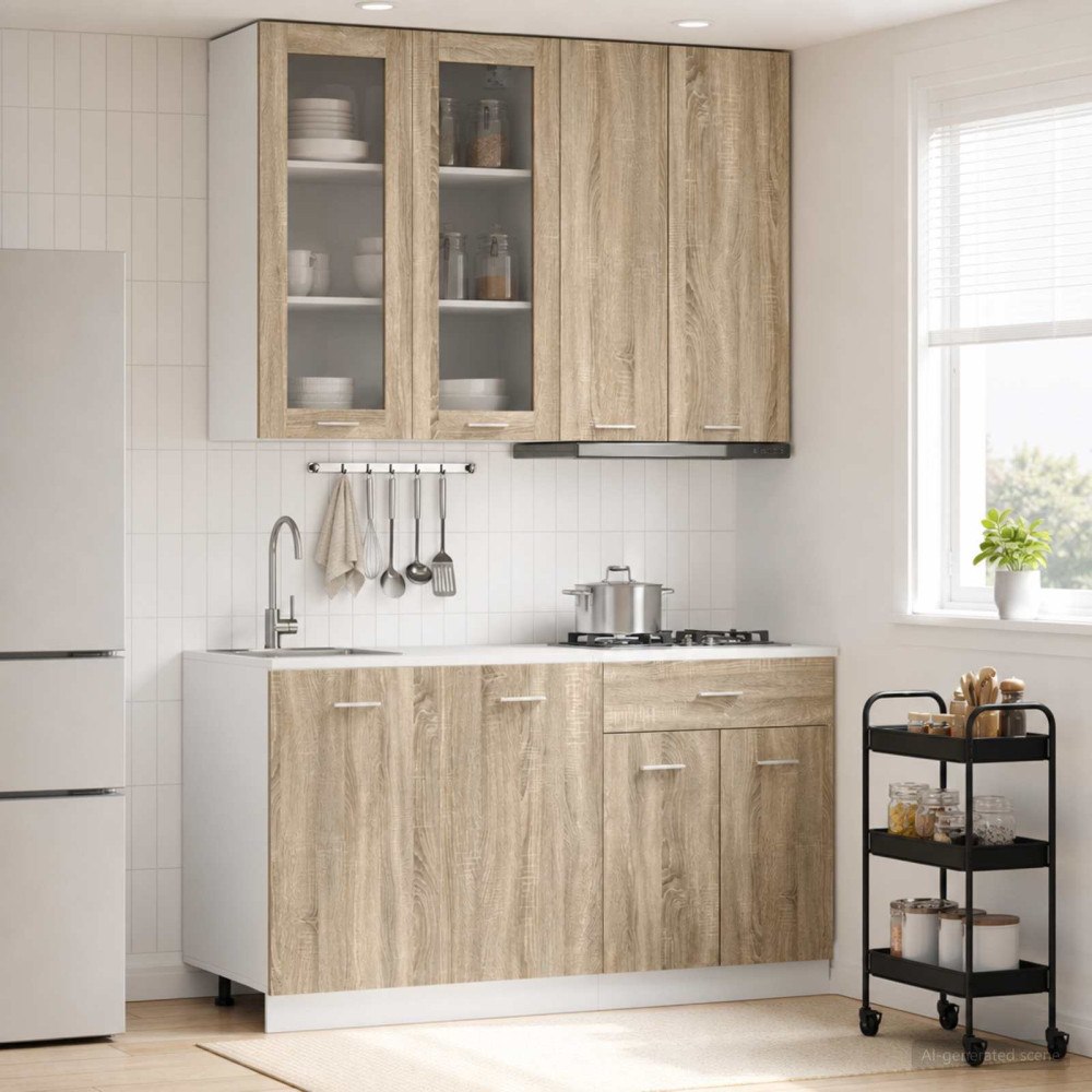 vidaXL Köksenhet LYON 4 pcs Sonoma-ek Konstruerat trä
