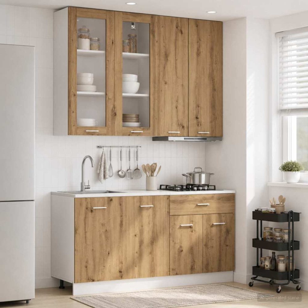vidaXL Köksenhet LYON 4 pcs Artisan-ek Konstruerat trä