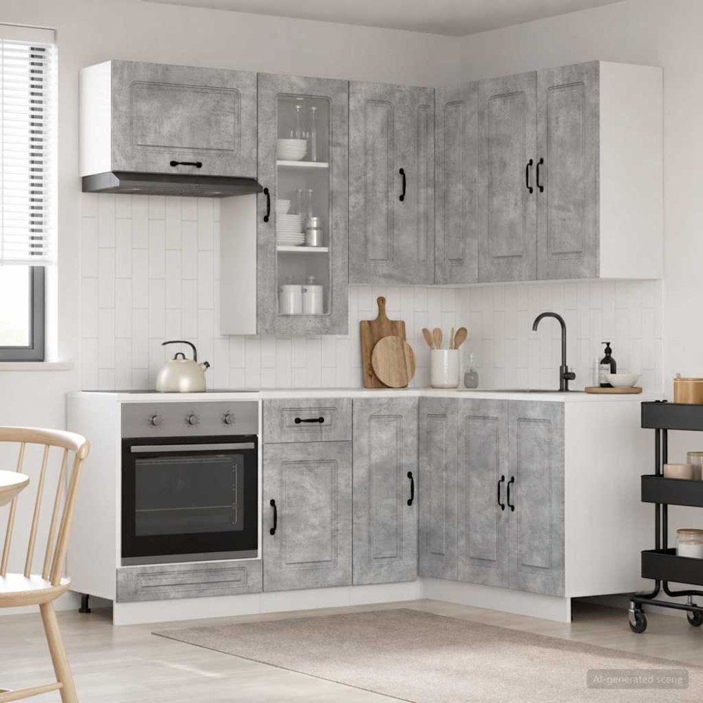 vidaXL Köksenhet KALMAR 8 pcs Betonggrå Konstruerat trä