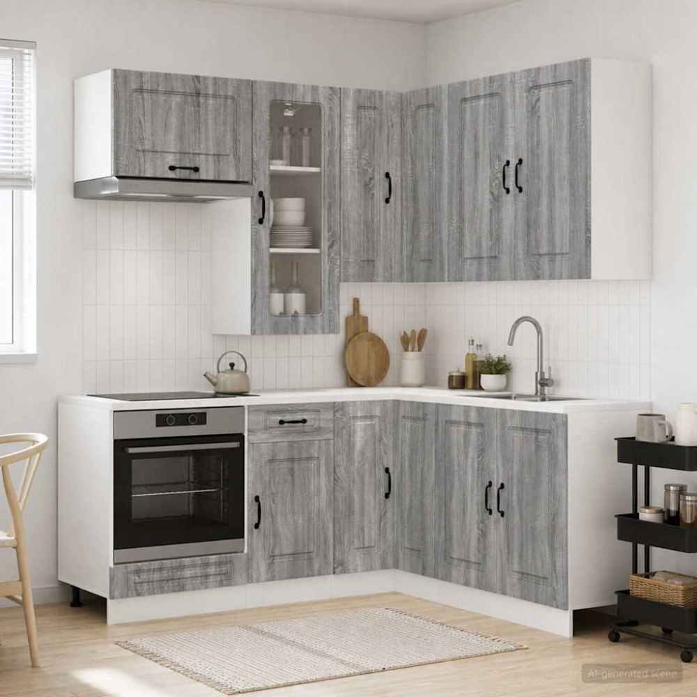 vidaXL Köksenhet KALMAR 8 pcs Grå Sonoma Konstruerat trä