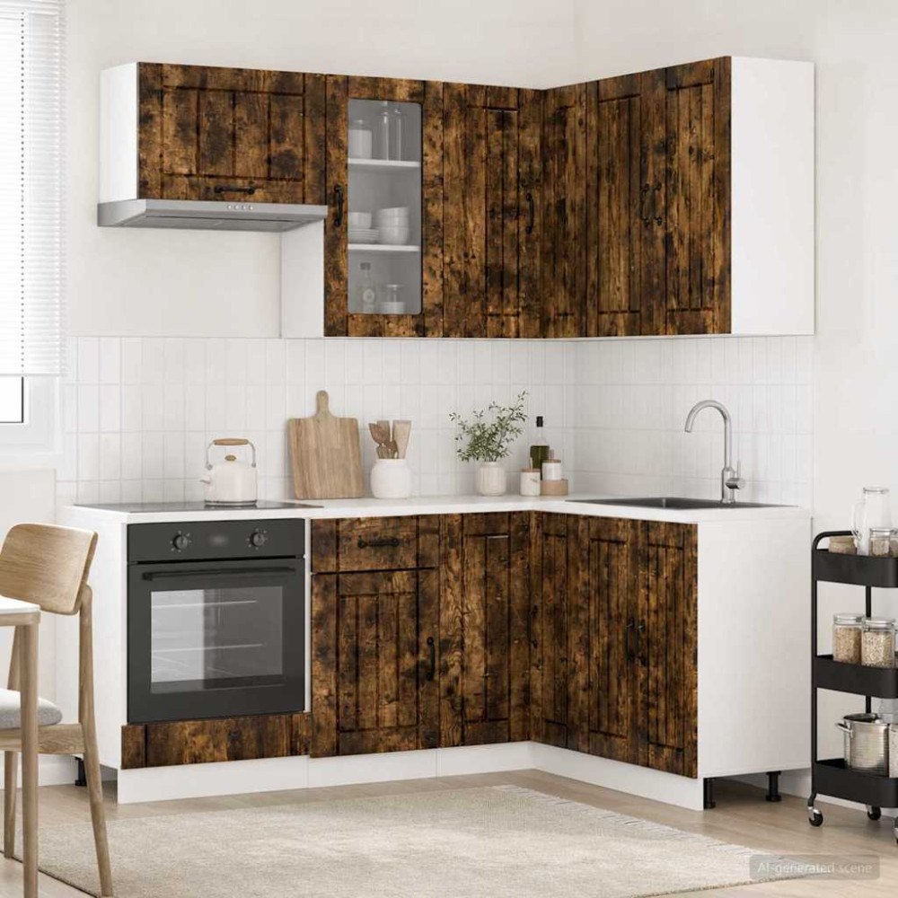 vidaXL Köksenhet LUCCA 8 pcs Rökt ek Konstruerat trä