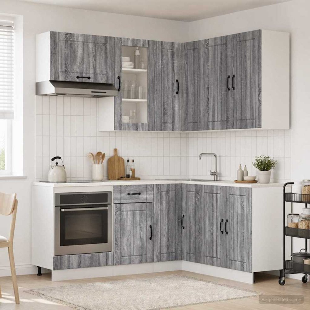vidaXL Köksenhet LUCCA 8 pcs Grå Sonoma Konstruerat trä