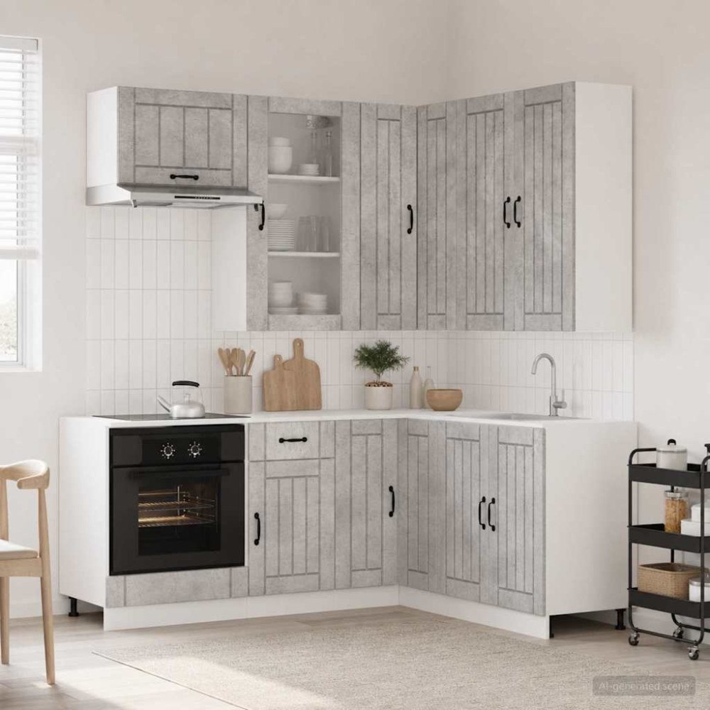 vidaXL Köksenhet LUCCA 8 pcs Betonggrå Konstruerat trä