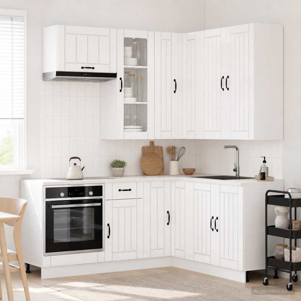 vidaXL Köksenhet LUCCA 8 pcs Vit högglans Konstruerat trä