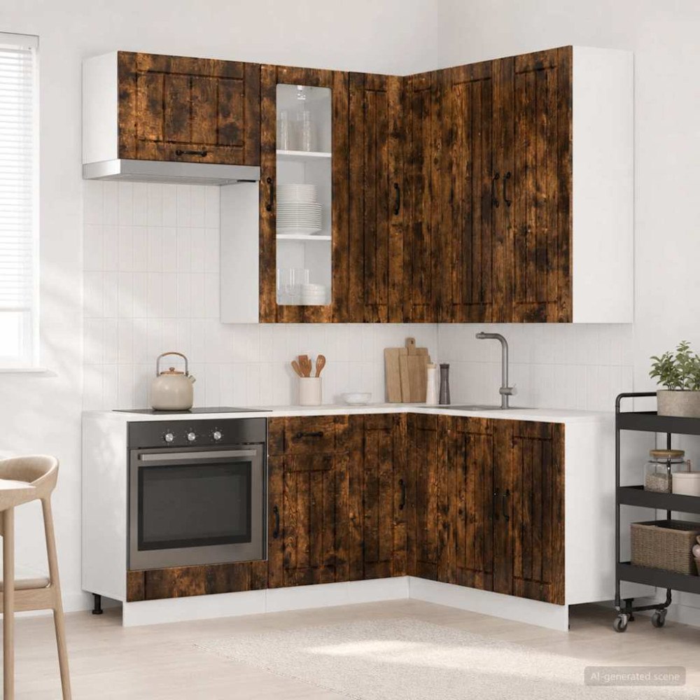 vidaXL Köksenhet LUCCA 8 pcs Rökt ek Konstruerat trä