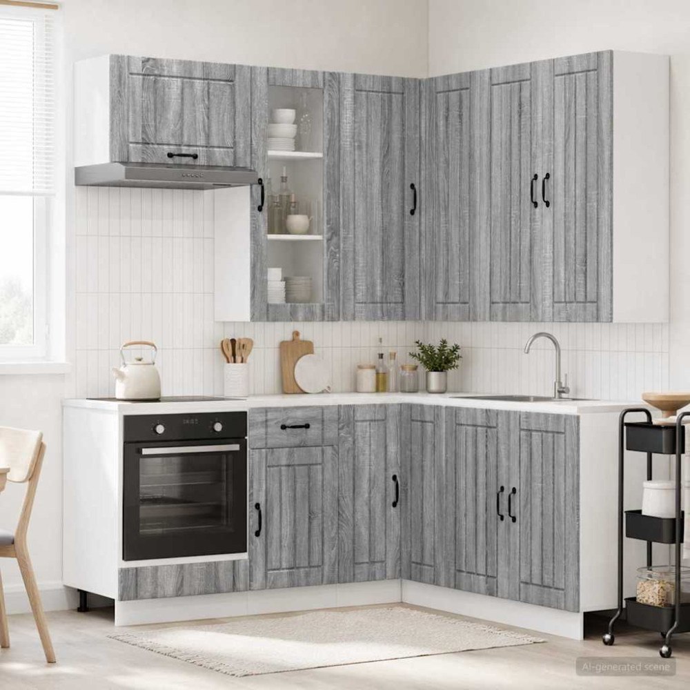 vidaXL Köksenhet LUCCA 8 pcs Grå Sonoma Konstruerat trä