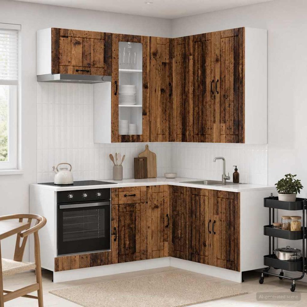 vidaXL Köksenhet LUCCA 8 pcs Gammalt trä Konstruerat trä