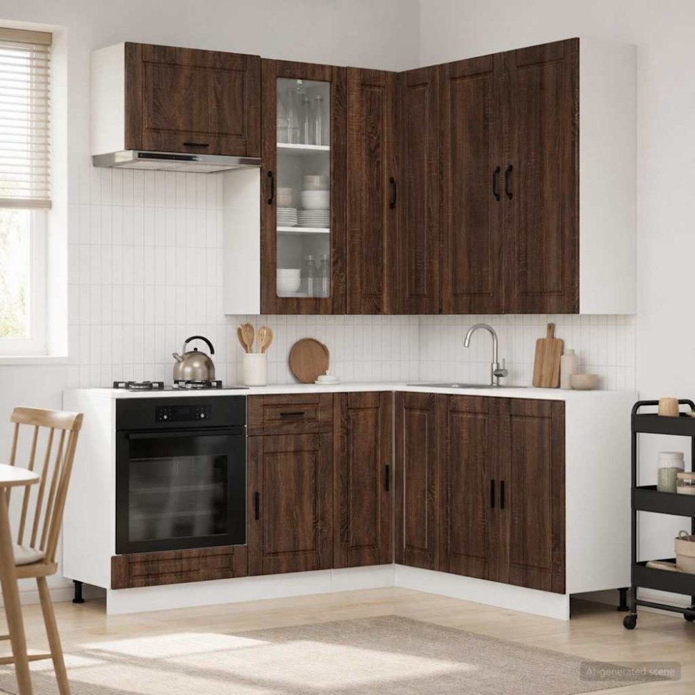 vidaXL Köksenhet PORTO 8 pcs Brun ek Konstruerat trä