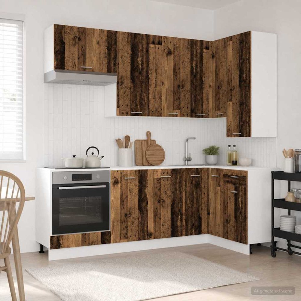 vidaXL Köksenhet LYON 8 pcs Gammalt trä Konstruerat trä