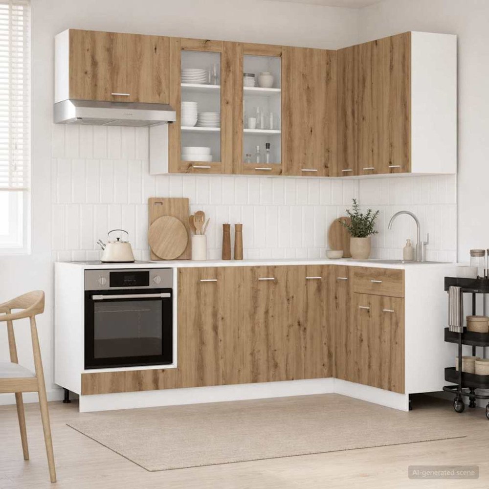 vidaXL Köksenhet LYON 8 pcs Artisan-ek Konstruerat trä