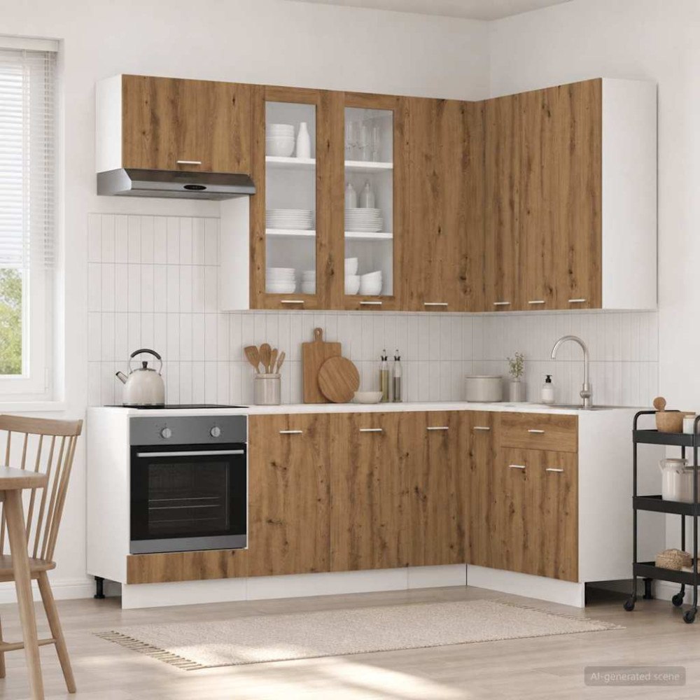 vidaXL Köksenhet LYON 8 pcs Artisan-ek Konstruerat trä
