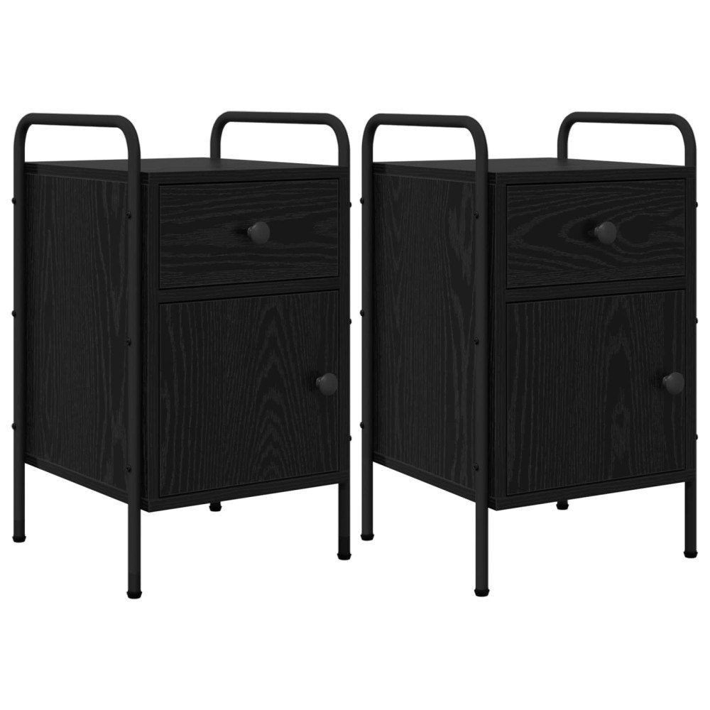 vidaXL Nattduksbord 2 st Svart ek 35 x 36,5 x 61 cm Konstruerat trä