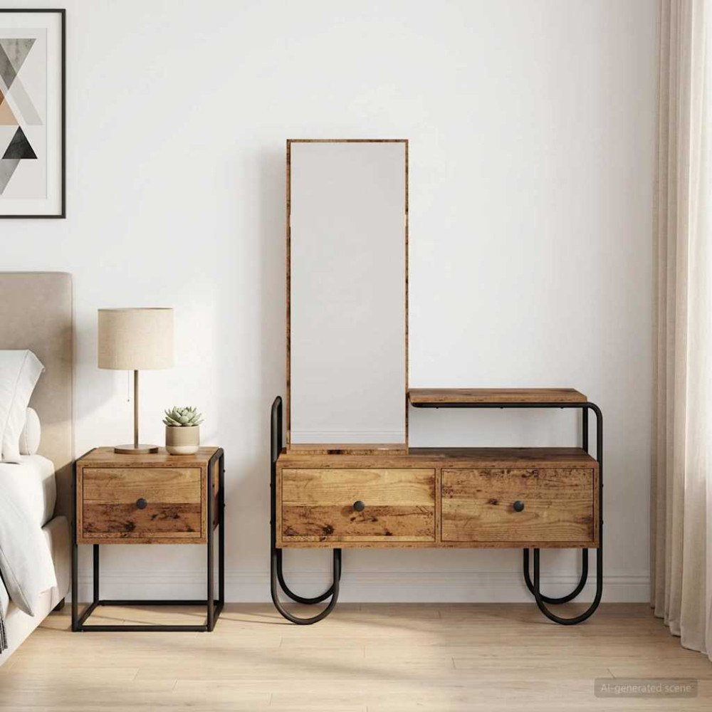 vidaXL Smyckebord Gammalt trä 100 x 36,5 x 136 cm Konstruerat trä