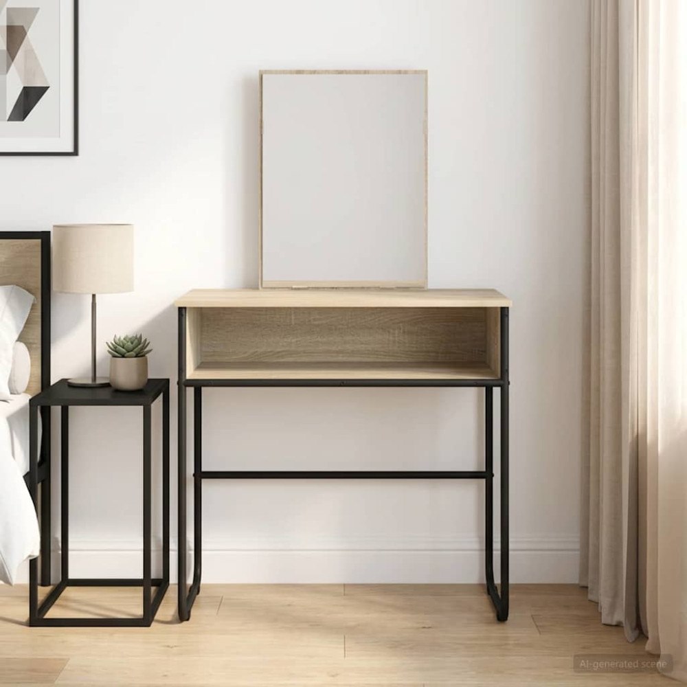vidaXL Smyckebord med hylla med lagring Sonoma-ek Konstruerat trä