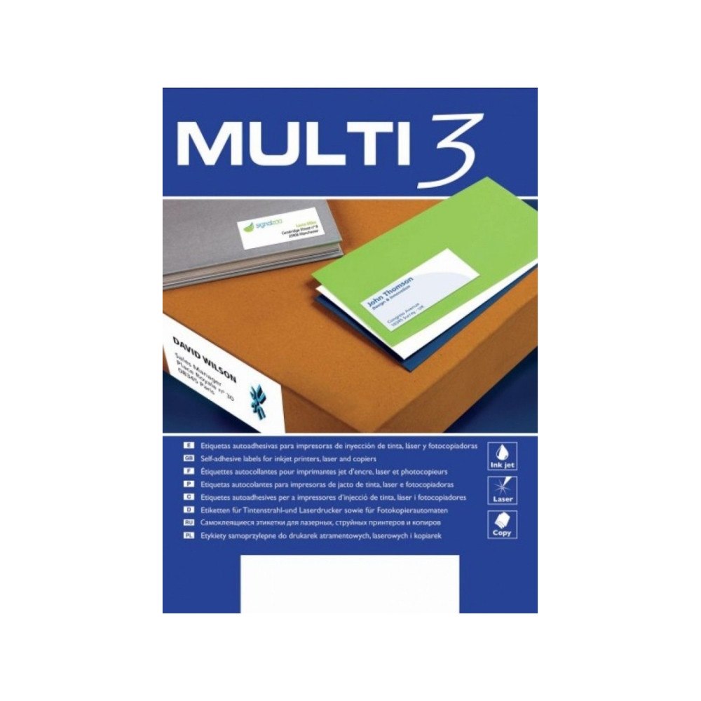 MULTI 3 MULTI 3 universella etiketter MULTI 3, 99,1x38,1 mm, rundade...