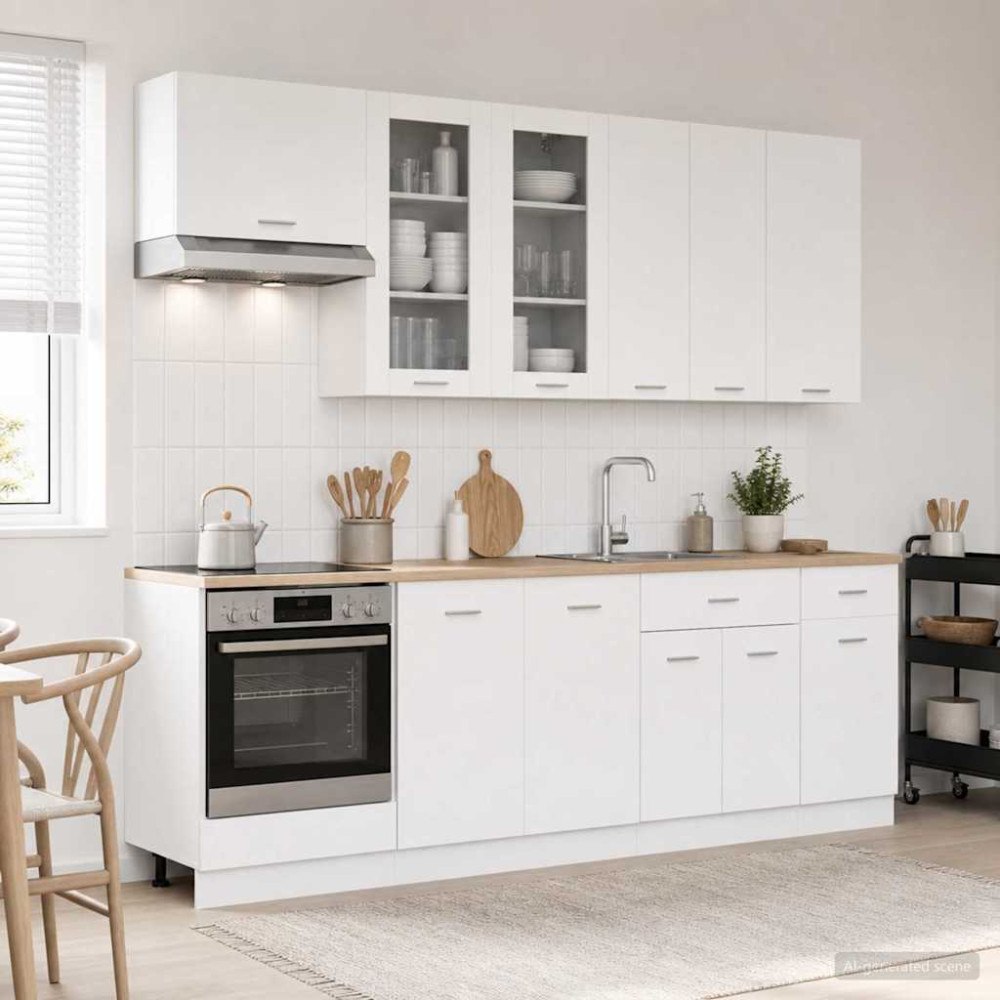 vidaXL Köksenhet LYON 8 st Vit Konstruerat trä